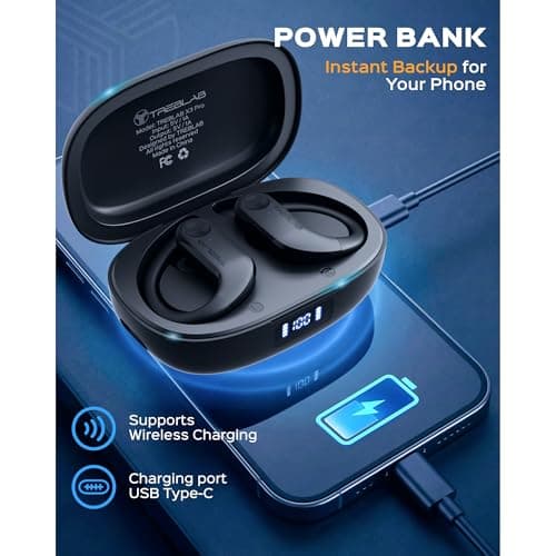 TREBLAB X3 Pro - Sports Wireless Ear Buds Bluetooth - Comfortable Workout Headphones with Secure Ear Hooks, 9H Long Battery Life, IPX5 Sweatproof Earphones, Noise Isolation Over Ear Earbuds 8