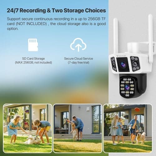 VSTARCAM Outdoor Security Camera Wireless, 2K Dual-Lens with 3-Way Display, 360° View, Color Night Vision, PIR Motion Detection, Spotlight Siren Alarm, 2-Way Talk, IP66 Weatherproof, Cloud/SD Storage 8