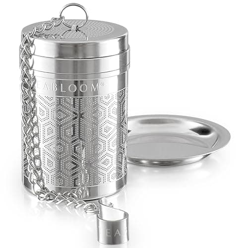 Teabloom Elegant Stainless Steel Loose Leaf Tea Infuser – Tea Connoisseur's Choice for White, Green, Oolong, Black, and Herbal Teas – Geometric Blossom Design – Small Size