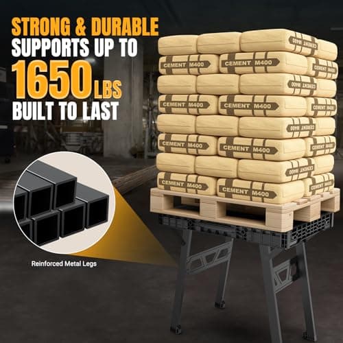 Express Folding Worktable, Easy Setup Portable Folding Workbench, 34" W x 24" D Lightweight Versatile Worktable with 1650 Lbs Load Capacity Work Benches for DIY Home Improvements Professional Worksite 3