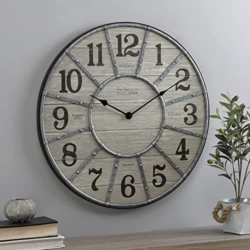 FirsTime & Co. 27" Cooper Wall Clock, Gray/Galvanized 7