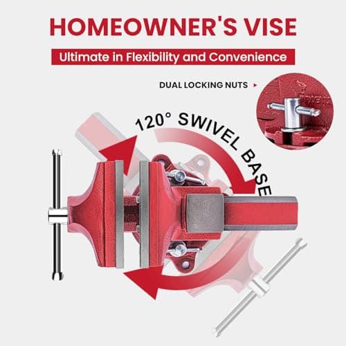 Forward 1305 5 Inch Home Vise Ductile Iron 5" Bench Vise Homeowner's Vice with Anvil and Swivel Base 5