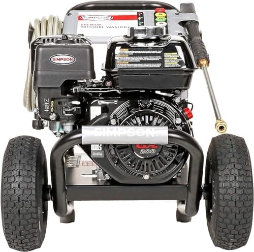 SIMPSON Cleaning PS3228 PowerShot 3300 PSI Gas Pressure Washer, 2.5 GPM, Honda GX200 Engine, Includes Spray Gun and Extension Wand, 5 QC Nozzle Tips, 5/16-inch x 25-foot MorFlex Hose, 49-State 8