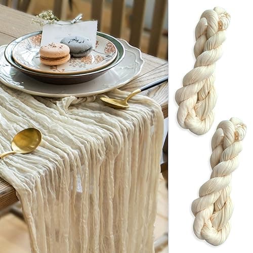 Ivory Cheesecloth Table Runner Set of 2 Runners 141 in Long Each Cream Gauze Table for Wedding Table Baby Shower Decorations or Bridal Shower Decor Table Cloth Modern Table Runner Boho Table Decor