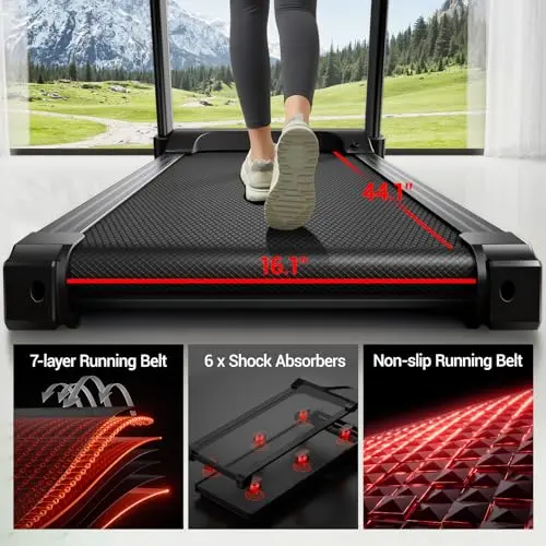 UMAY Fitness Home Folding Incline Treadmill with Pulse Sensors, 3.0 HP Quiet Brushless, 300 lbs Capacity (10% or 20% Incline) 5