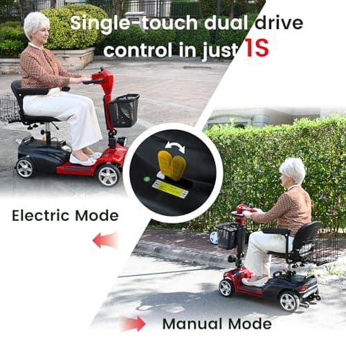 MobiCyc 4 Wheel Mobility Scooter for Seniors & Adults, 46 lbs Ultra Lightweight Folding Electric Powered Wheelchair w/Lithium Batteries 20/30 Mile Range - All Terrain Motorized, with Basket, Compact 8
