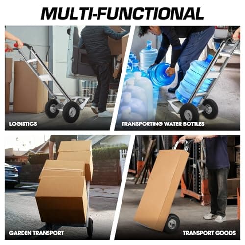DNA Motoring Aluminum Hand Truck Dolly Cart, 550lbs Capacity Heavy Duty Dolly Cart for Home, Workshop, Office, Warehouse, w/Pneumatic Tire, TOOLS-00749 7