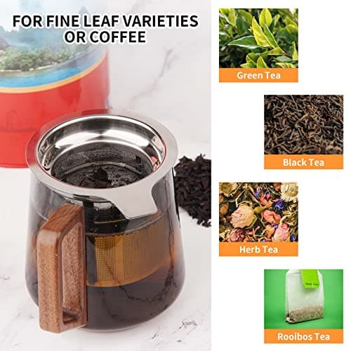 Vaincre Extra Fine Mesh Tea Infuser/Strainer, Stainless Steel Loose Leaf Tea Steeper/Diffuser with Large Capacity Basket and Lid, Fits Teapots, Mugs, Cups 6
