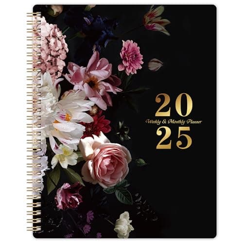 2025 Planner - 8" x 10", JAN. 2025 - DEC. 2025, 2025 Weekly and Monthly Planner, 2025 Planner/Calendar Spiral Bound with Sturdy Cover, Monthly Printed Tabs, Thick Paper, Twin-wire Binding