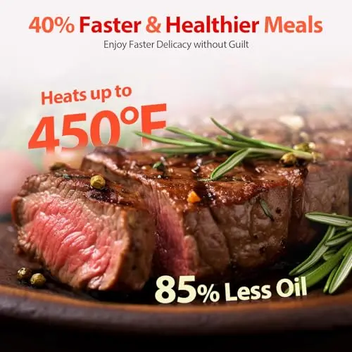 Air Fryer, Beelicious 8-in-1 Smart Compact 4QT Air Fryers, Shake Reminder,450°F Digital Airfryer with Flavor-Lock Tech, Tempered Glass Display, Dishwasher-Safe & Nonstick, Fit for 1-3 People, Pink 5