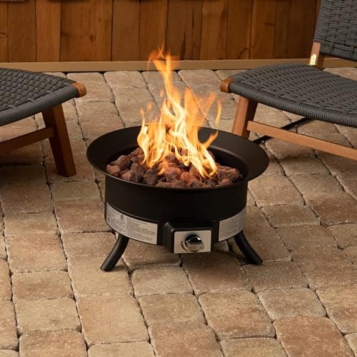 Amazon Basics Portable Propane Fire Pit, 19 inch Round Gas for Patio, 55,000 BTU, Carry Strap, Heat, Warmth and Ambience 13