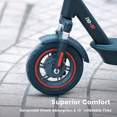 iScooter Electric Scooter Adults, 10'' Pneumatic Road Tires, 25 Mph Max Speed & 28 Miles Max Range, Max Load 264 LBS, Foldable Commuting Electric Scooter with APP & Turn Signals and Storage Bag 7
