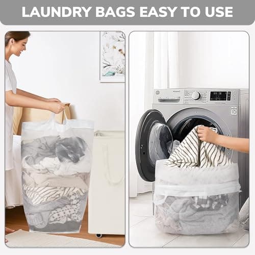 Goodpick Laundry Hamper with Wheels, 75L College Dorm Room Essentials, Clothes Hamper with Removable Wash Bag for Bedroom, Large Laundry Basket with Handle, White 7