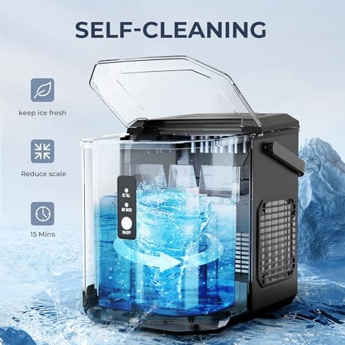 Euhomy Portable Countertop Ice Maker - 9 Cubes in 6 Mins, 26lbs/Day, Self-Cleaning with Ice Scoop & Basket, Compact for Home/Kitchen/Office/RV (Black) 6
