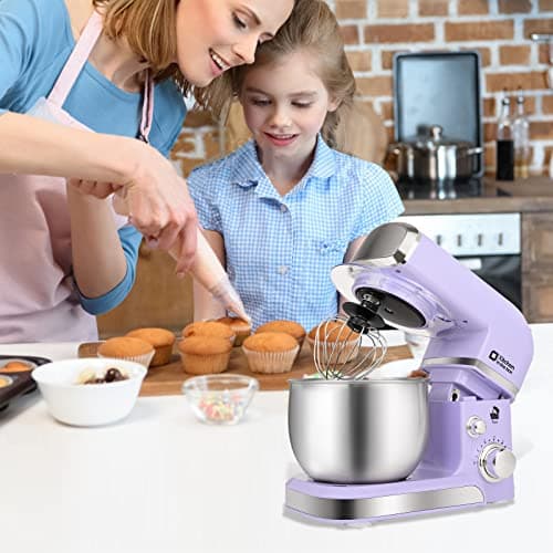 Stand Mixer, Kitchen in the box 3.2Qt Small Electric Food Mixer,6 Speeds Portable Lightweight Kitchen Mixer for Daily Use with Egg Whisk,Dough Hook,Flat Beater (Purple) 6