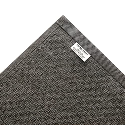 COTTON CRAFT Amazing Kitchen Towels - Set of 8 Terry Towel - 100% Cotton Euro Café Waffle Weave Dish Towel Set - Soft Absorbent Quick Dry Low Lint Reusable Pantry Bar Cleaning Cloth - 16x28 - Charcoal 5