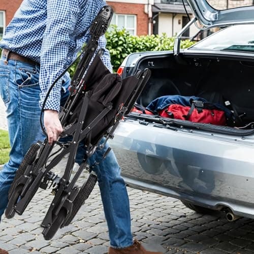 BNEHS Foldable Electric Wheelchair for Adults, Lightweight Power Wheelchair with 500W Dual Motor, Storage Bag, 15 Miles Long Range, All-Terrain Motorized Wheelchair Suitable for Seniors, Black 9