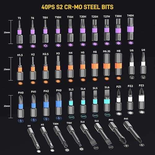 42 in 1 Magnetic Screwdriver, Screwdriver Set, Multi Bit Ratcheting Screwdriver Set with Storage Case Repair Tool Kit for Computer, Eyeglass, Bicycles, Watch, Ring Doorbell, Furniture and DIY 6
