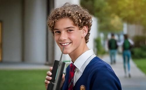 Bigsmile Black Water Flosser Cordless Portable Dental Irrigator Travel Shower Strong Pick Floss IPX7 200ML Must Have for Kids Braces Bridges (Black 9