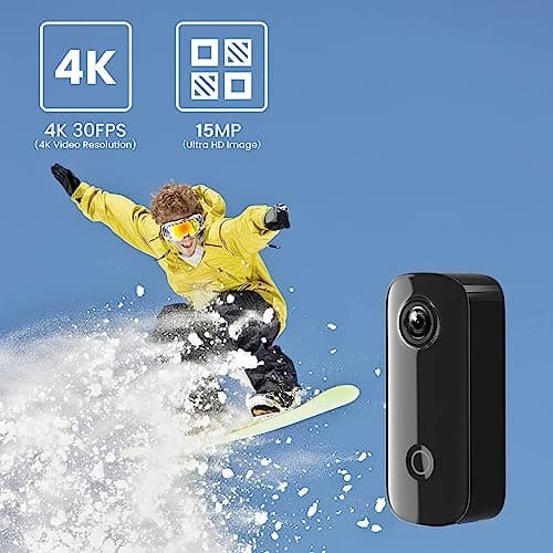 SJCAM C100+ Mini WiFi Action Camera 4K30fps Pocket Sized Wearable Body Camera, Magnetic, APP Control, Underwater Small Vlog Helmet Mount Kits SD Card, Weighs 1oz, 2.4 * 1 * 0.6 inch 9