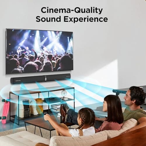 Assistrust Sound Bar for Smart TV,90W Soundbar with Bluetooth/ARC/Optical/AUX Connect, Auto Volume Boost, 3 Customizable Equalizer Modes, 2 in 1 Detachable Soundbar for TV/PC/Gaming/Projectors 6