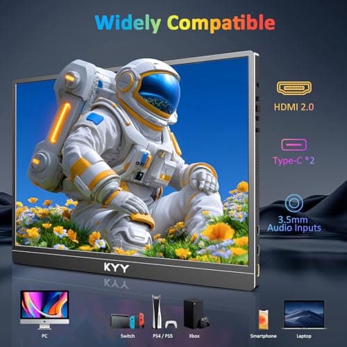 KYY 4K Portable Monitor for Laptop, 15.6'' Computer Screen Extender UHD 3840x2160,100% sRGB, 400 Nits, IPS Travel Monitor w/Speakers & Smart Cover for Laptop Xbox PS5 Switch PC Phone, VESA Compatible 4