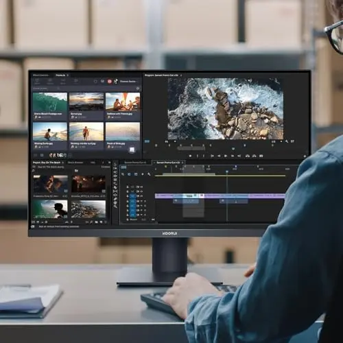 KOORUI 27 Inch 4K Monitor Computer UHD(3840 * 2160) IPS Display, 99% sRGB, 95% DCI-P3, 1.07 Billion Colors, Freesync & G-sync, Displayport & 2X HDMI, VESA 100 * 100mm, Tilt -5 to 20°, Audio Out (N07) 8