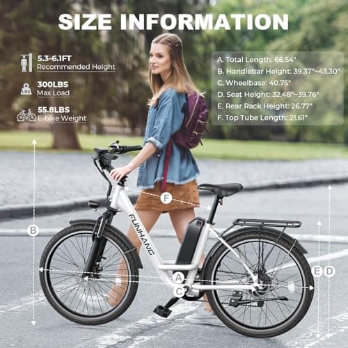 Funhang Electric Bike for Adults, 26" City Cruiser Ebike with 1000W Peak Motor, 21.7MPH 50 Miles Commuter Adult Electric Bicycles with 48V Battery, Adjustable Stem, 7-Speed, UL 2849 Certified 6