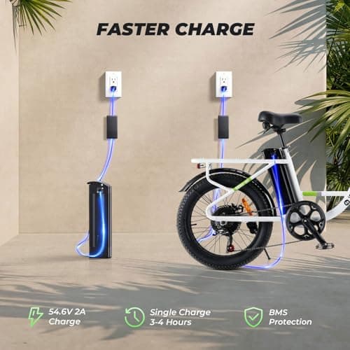 isinwheel U7 E Bike for Adults Electric Bike with Dual Cargo Rack, 48V 1000W Peak Ebikes for Adults, 7 Speed Gear, 20mph Step Thru Cruiser Electric Bicycles, 20" × 3“ Fat Tire Ebike 5
