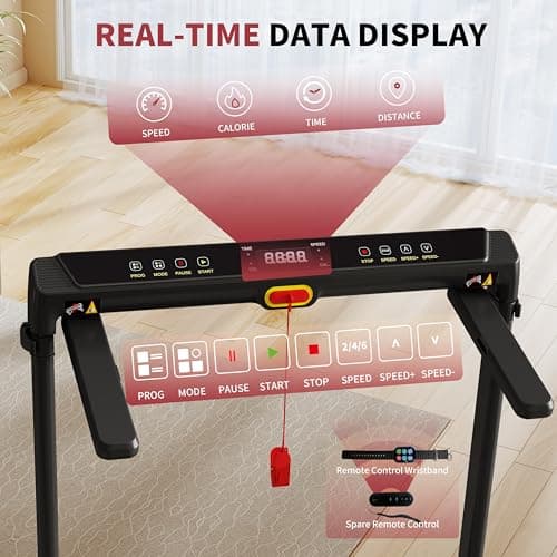 Walking Pad Treadmill with Incline, 4.0HP 3 in 1 Under Desk Treadmill with Removable Desk, 330lbs Capacity Foldable Treadmills for Home/Office, Wristband Remote Control 6