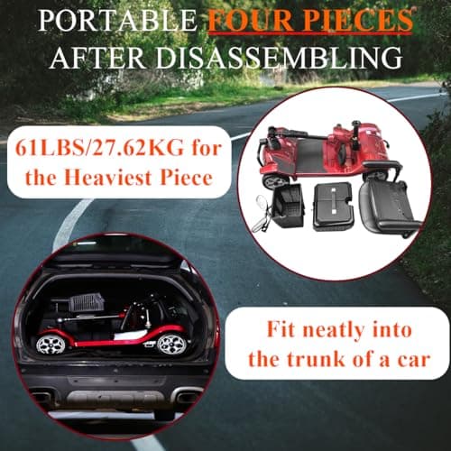 4 Wheel Mobility Scooter for Adults - 12V 12AH Battery Powered 12.4 Miles Range-330 lbs Weight Capacity Support Safety for Seniors-Rearview Mirrors Included 5