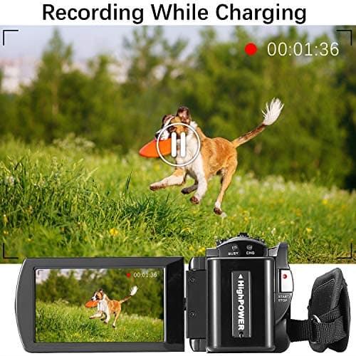 kimire Video Camera Camcorder Digital Camera Recorder Full HD 1080P 15FPS 24MP 3.0 Inch 270 Degree Rotation LCD 16X Digital Zoom Camcorder Camera with 2 Batteries(Black) 7