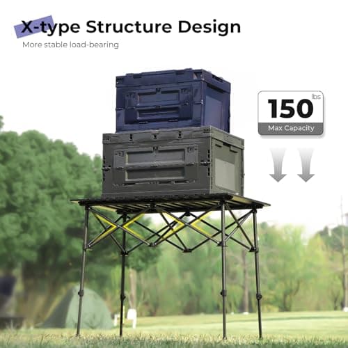 Byliable Camping Table Folding Portable Camp Aluminum Fold Up Lightweight Roll Up Table Adjustable Height with Carry Bag Indoor Outdoor for Camping, Picnic, Backyard, BBQ, Patio, Black 6