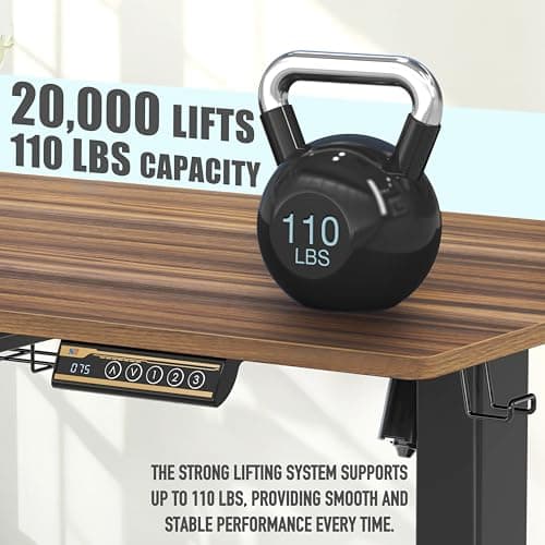 SHW 48-Inch Electric Height Adjustable Standing Desk with Drawer, Memory Preset and Cable Management Tray, Walnut 8