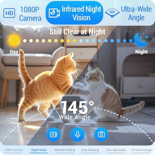 Frienhund Automatic Cat Feeder with Camera: 5G WiFi Automatic Dog Feeder with Night Vision, 7L Auto Cat Food Dispenser with 1080P Camera for Multiple Pet, Detachable for Easy Clean -29 Cup (ACF100W-B) 3