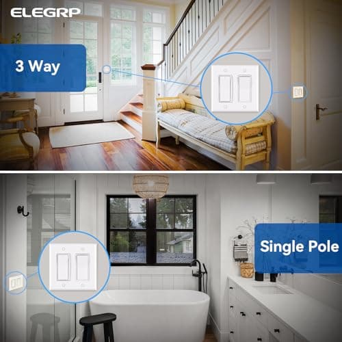 ELEGRP Digital Dimmer Light Switch for 300W Dimmable LED/CFL Lights and 600W Incandescent/Halogen, Single Pole/3-Way LED Slide Dimmer, Wall Plate Included, UL Listed, 6 Pack, Matte White 6