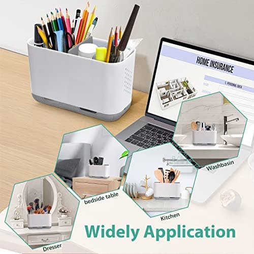 Boperzi Toothbrush and Toothpaste Holder Drainage for Bathroom Countertop with Adjustable Dividers, Large Toothpaste Caddy Organizer Storage Rustic Decor Set Anti-Slip for Shower,Family,Kids Gray 6