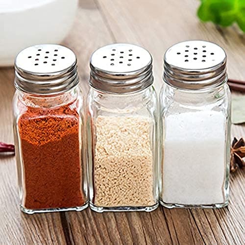 Tebery 30 Pack Glass Salt and Pepper Shaker Set with Stainless Steel Mushroom Top, 2.7oz Spice bottle for Kitchen, Restaurants and Catering, Classic Design 5