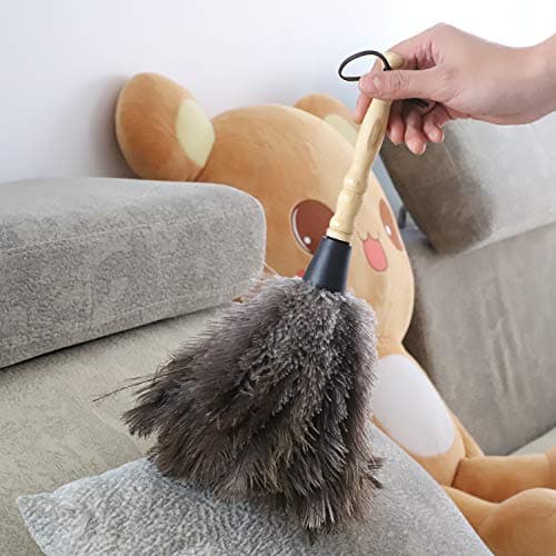 Midoneat Natural Gray Ostrich Feather Duster,2 Packs,Car Duster Interior/Exterior Cleaner, Cleaning for Blinds Kitchen Keyboard Office, Smart and Soft and Fluffy (Gray) 8