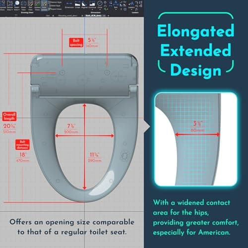 Electric Heated Bidet Warmer Water Toilet Seat Elongated with Bubble Wash, Warm Air Dryer, Endless Warmer Water, Remote Control, Curved Spray Bar, 70" Power Cord, Clean Water 5