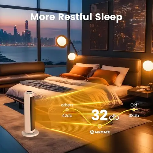 25" Space Heaters For Indoor Use Large Room, Electric Heaters For Indoor Use with Thermostat, Oscillating Room Heaters with Timer, Remote Control, Overheat Protection Tower Heater for Bedroom (Beige) 8