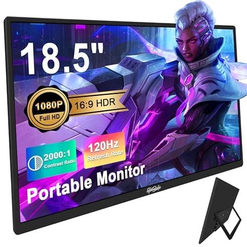 Tpsmtdis 18.5inch Portable Monitor, Laptop Monitors 120Hz Travel Gaming Monitor, 400Nits HDR FHD Plug&Play Dual Speakers, External Screen for PC, Tablet,Mac,Sw-Itch, Xbox, PS3/4/5 Will
