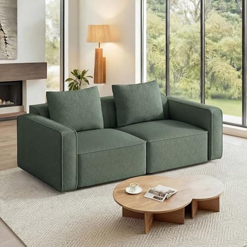 Welzona loveseat Sofa, 75" Comfy Chenille Love Seat, Small Couches for Small Spaces, 2 Seater Modern Loveseat, Deep Seat Chenille Sofas for Living Room, Apartment, Bedroom, Green