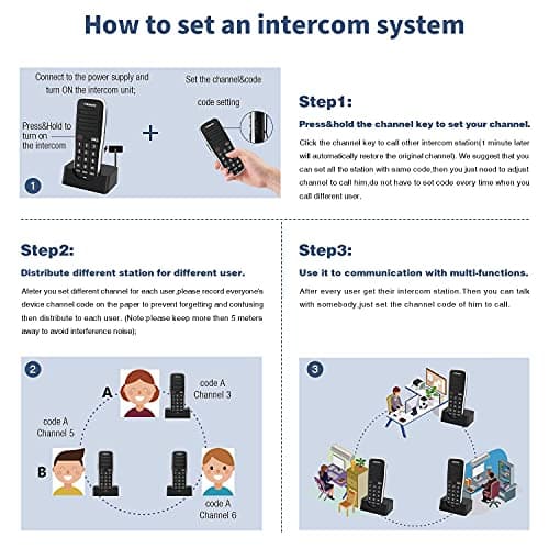 Intercoms Wireless for Home, 1 Mile Long Range for House Business Office, Handheld Room to Room Communication System, Rechargeable Loud & Clear 10-Channel Anti-Interference Intercom System 9