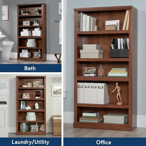 Sauder 5-Shelf Split Bookcase/ Book shelf, Oiled Oak finish 6