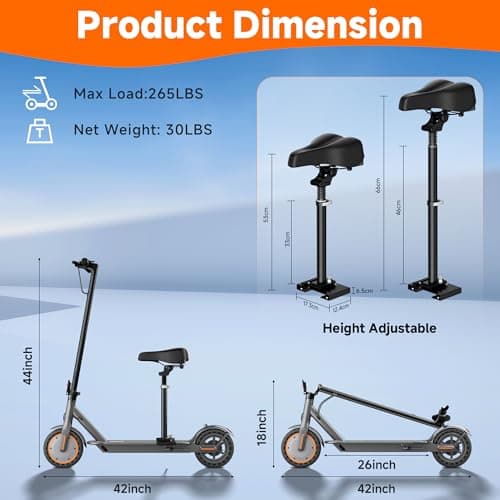 Electric Scooter with Seat, Folding E Scooter for Adults, 350W Motor, 8.5" Solid Tires, 19 MPH, 21 Mile Range, Lightweight Portable Teens Commuter Sit Down Escooter with APP, Dual Brake 6
