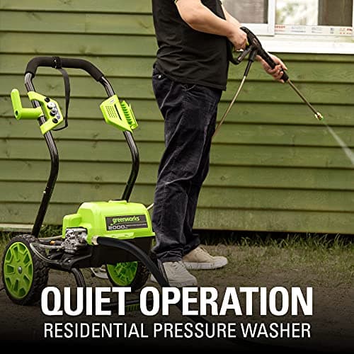 Greenworks 2000 Max PSI @ 1.1 GPM (13 Amp) Electric Pressure Washer (Black Frame) PWMA Certified, Green 12