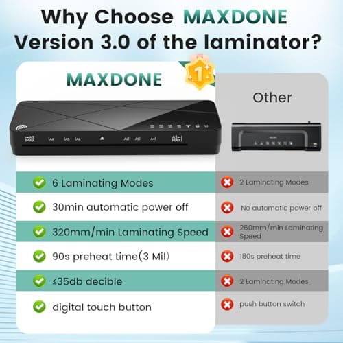 Laminator Machine A3 Laminating Machine - 3-6 Mil Thermal Laminator 13 Inches with Laminating Sheets, 5-in-1 Lamination Machine with 6 Laminating Modes and Auto-Off for Home Office School 5