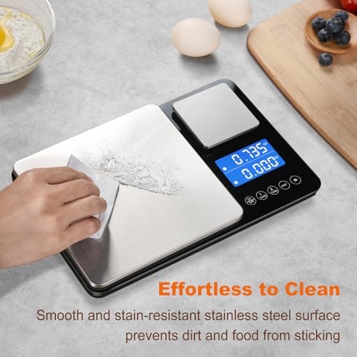KUAIVO 0.001oz/33lbs Dual Platform Food Kitchen Scales Digital Weight Grams and Ounces, Two Precisions Kitchen Scale for Sourdough Bread, Baking and Cooking with 7 Units Tare, Accumulation Functions 6