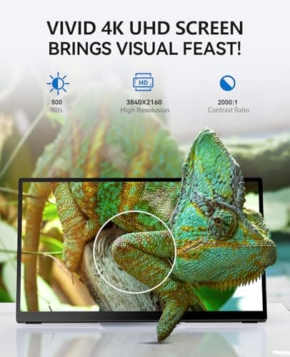 WCKUN 4K Portable Touch Monitor, 15.6" inch 3840 * 2160 UHD w/USB-C HDMI Laptop Monitor, 2000:1 100% RGB IPS ，Aluminum Alloy Shell,10-Point Touch，Dual Speaker, HDR, for Home, Work 5